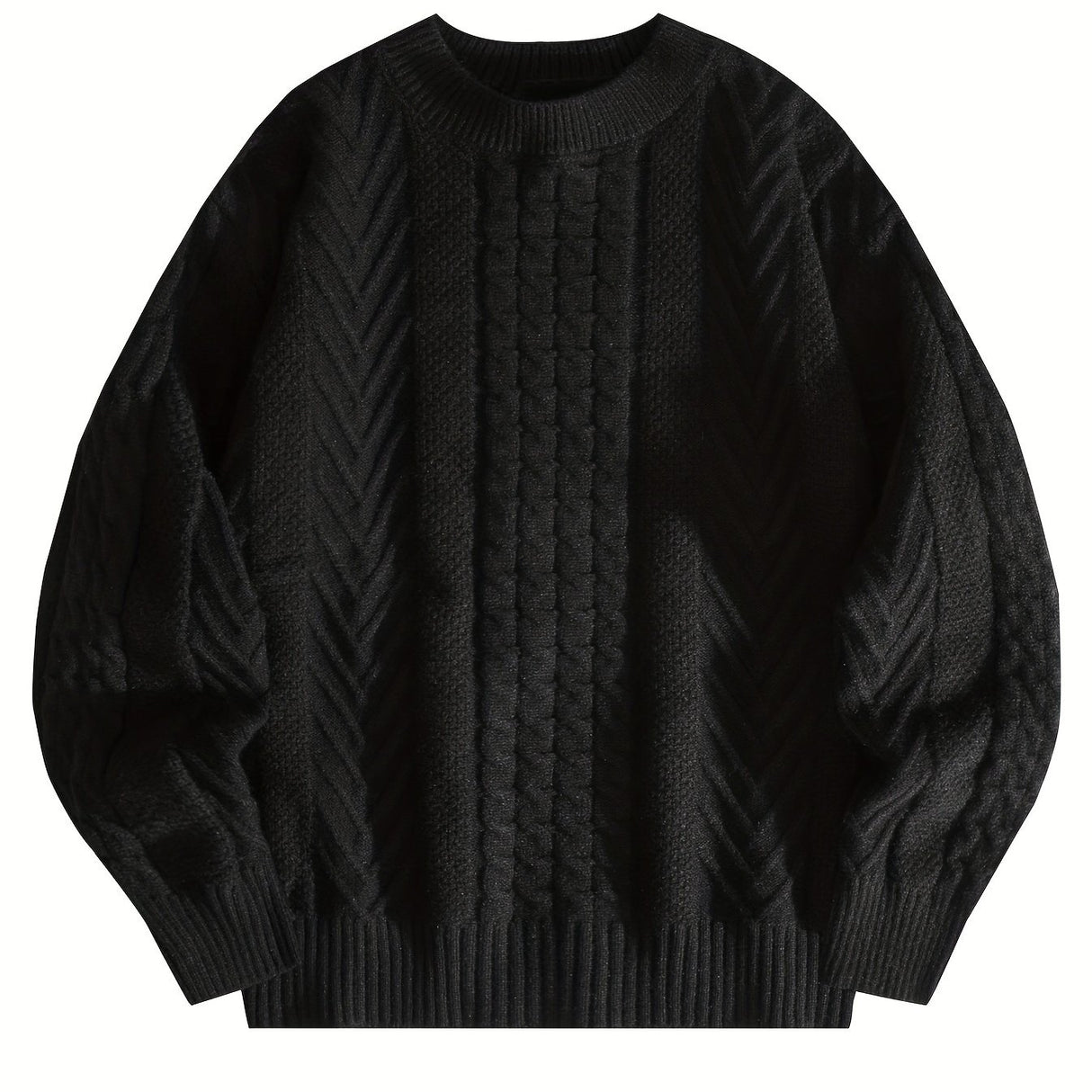 Cozy Cable Knit Sweater for Men - Soft, Warm & Stylish Pullover with Round Neck - Perfect for Fall/Winter Casual Wear, Genghis Khan, Home & Outdoor, Couple's Version