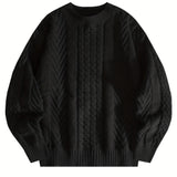 Cozy Cable Knit Sweater for Men - Soft, Warm & Stylish Pullover with Round Neck - Perfect for Fall/Winter Casual Wear, Genghis Khan, Home & Outdoor, Couple's Version