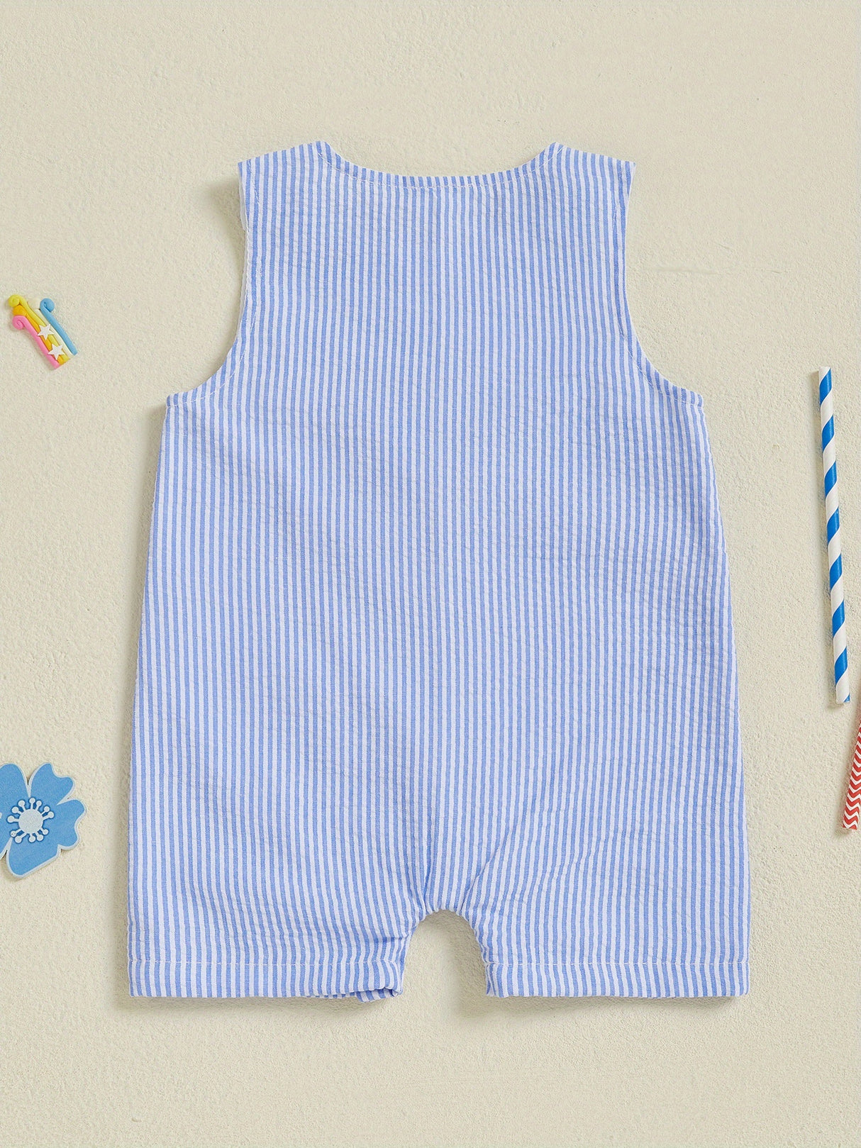 Toddler Boys Rompers Independence Day Clothes Flag Star Embroidery Stripe Summer Sleeveless Overalls Bodysuits Jumpsuits, for Outdoor