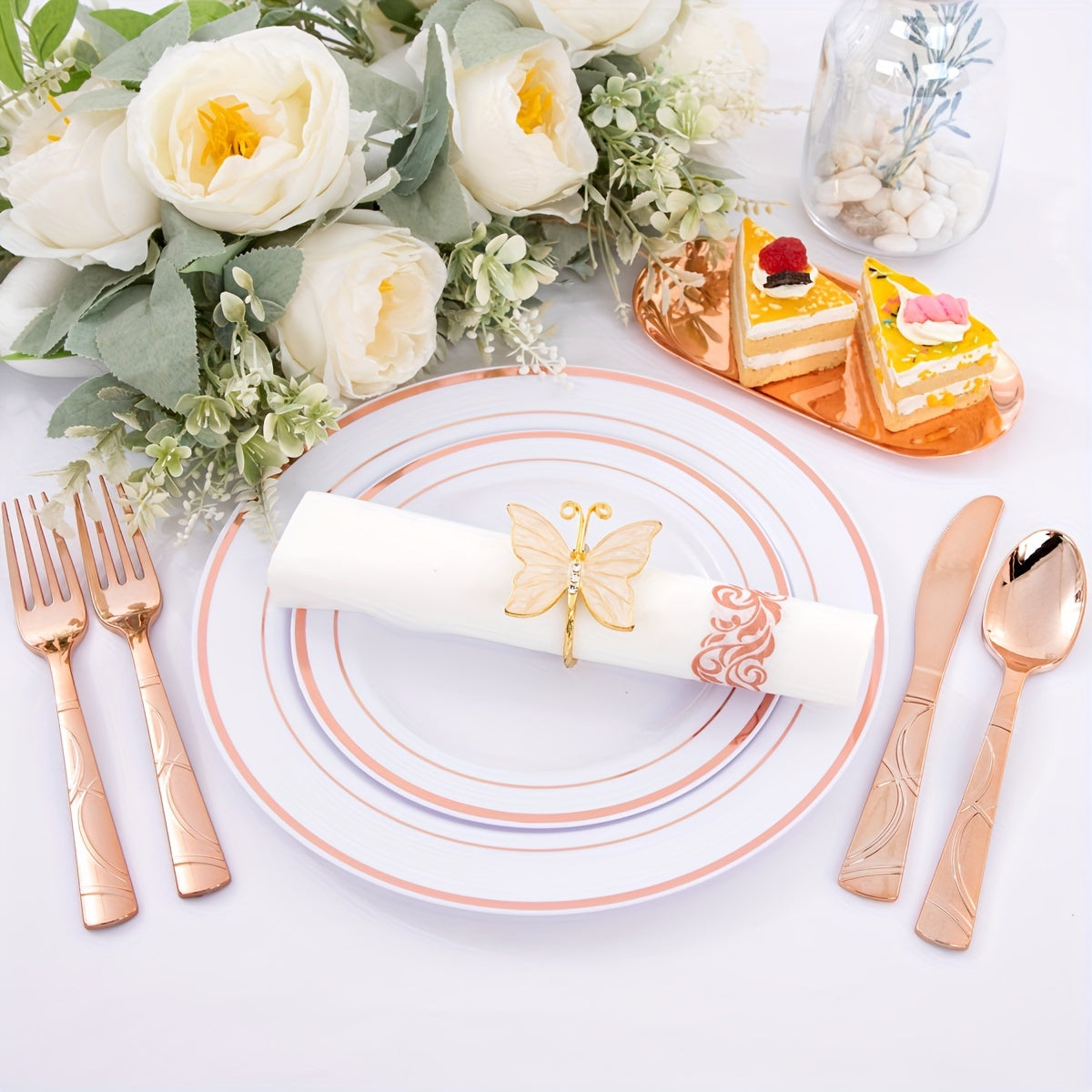 75 Pcs Golden Silverware - Golden Cutlery Set - Disposable Flatware Dinnerware Includes 25 Golden Forks, 25 Golden Spoons, 25 Golden Knives Utensils For Party, Birthday, Wedding, Reuse After Washing Hands