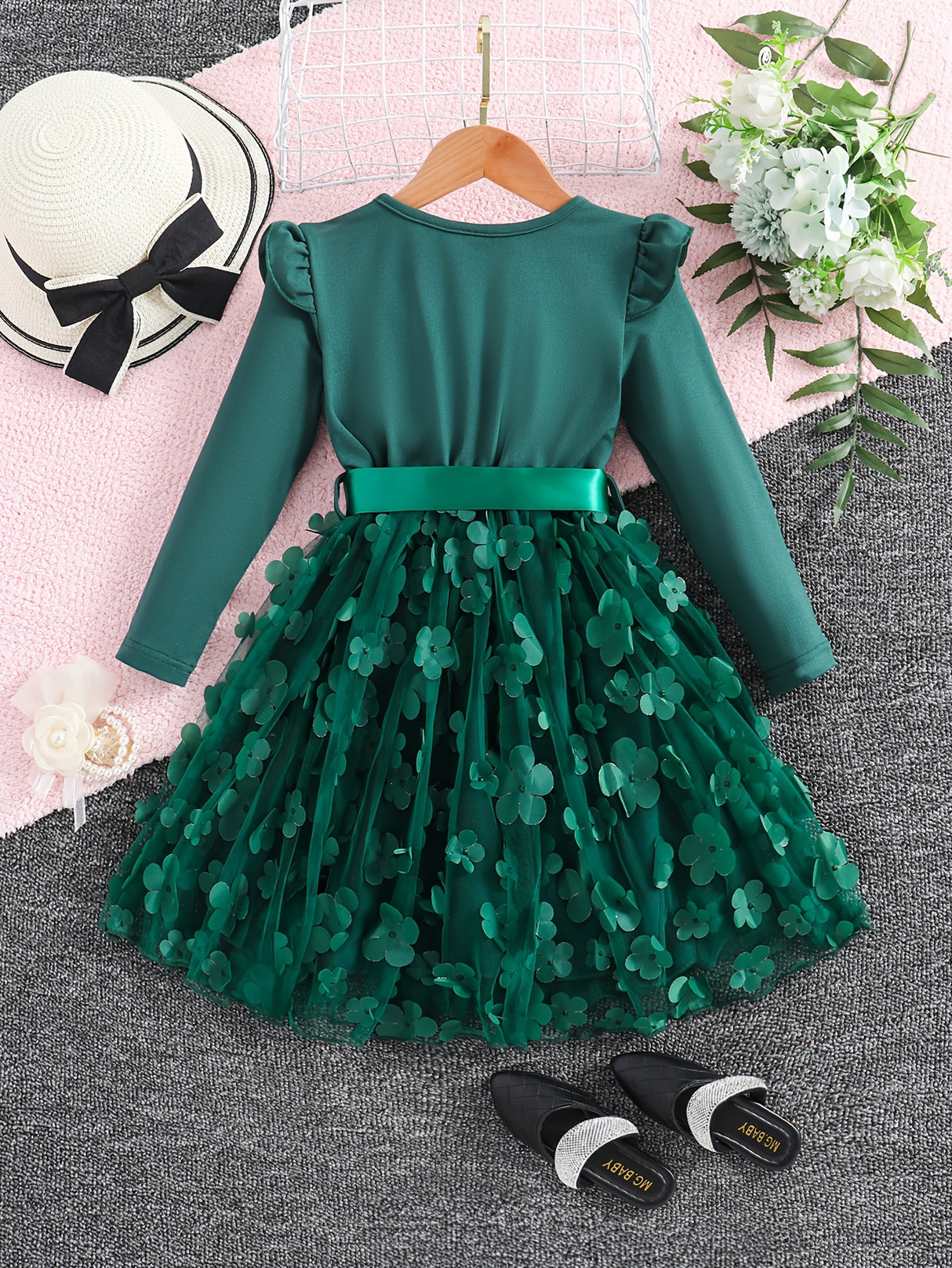 Girls Elegant Princess Tutu Dress Long Sleeves Dresses Kids Clothes For Christmas Gift Party