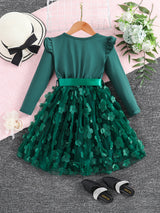 Girls Elegant Princess Tutu Dress Long Sleeves Dresses Kids Clothes For Christmas Gift Party