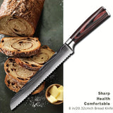 3-10pcs Stainless Steel Deluxe Kitchen Knife Set - Ergonomic Wooden Handle, Sharp Blade, Multi-Purpose, Portable for Home, Outdoor Camping, Dormitory, and More - Perfect for Chefs, Cooking Enthusiasts, and Foodies