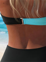 [Color Blocked Bikini] Two-piece Color Blocked Bikini Swimsuit - New European And American Cross Split Swimsuit For Women