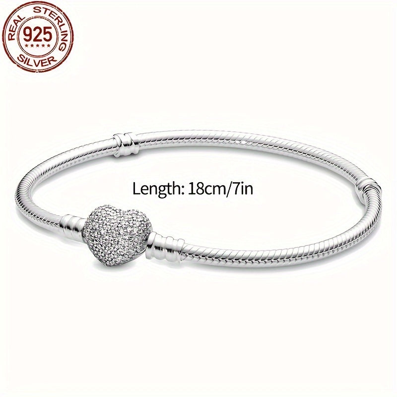 925 Silver Everlasting Heart Bracelet Fit Charm Bead DIY Bracelets Women Jewelry For women Gift Silver Gram Weighs 0.35 oz