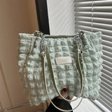 Pleated Bubble Shoulder Bag, Aesthetic Cloud Ruched Tote Bag, Fashion Soft Handbag For Women
