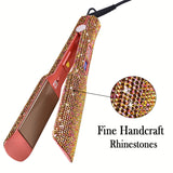 Hair Straightener, Crystal Rhinestone Decor Professional Hair Straightener Flat Iron, 1.7 Inch Titanium Flat Iron Straightening Iron, High Heat 480 °F, Bling Titanium Hair Flat Iron