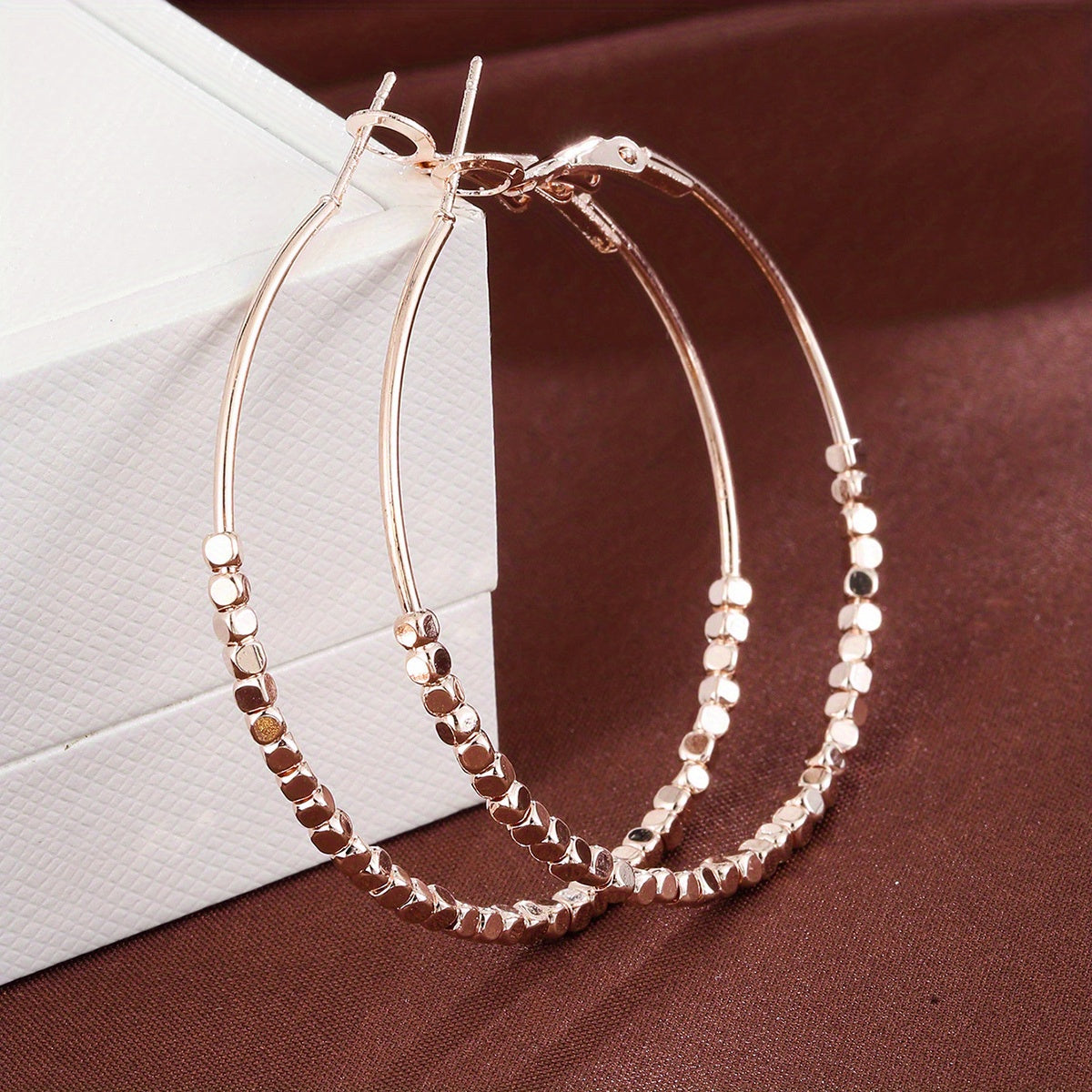 Cubic Beads Hoop Earrings Exaggerated Jewelry Accessories For Women Elegant Ear Jewelry