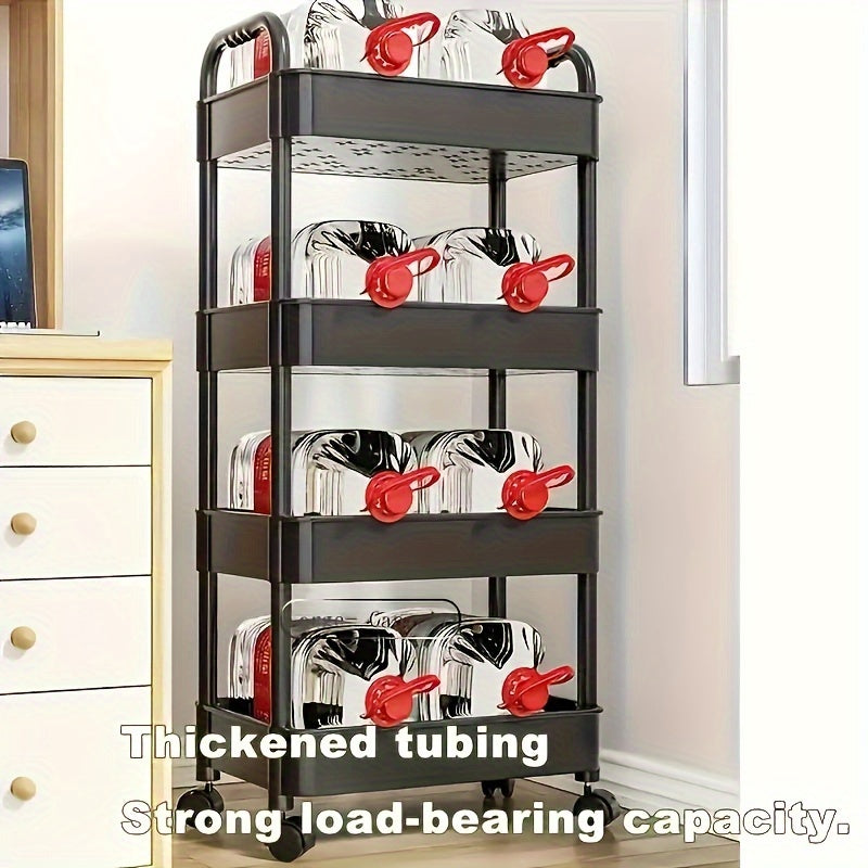 1pc Compact Storage Cart - Versatile Floor Storage for Snacks, Books, Bathroom Essentials, and Kitchen Utensils with Wheels - Perfect for Home Organization and Decluttering, Essential Storage Supplies
