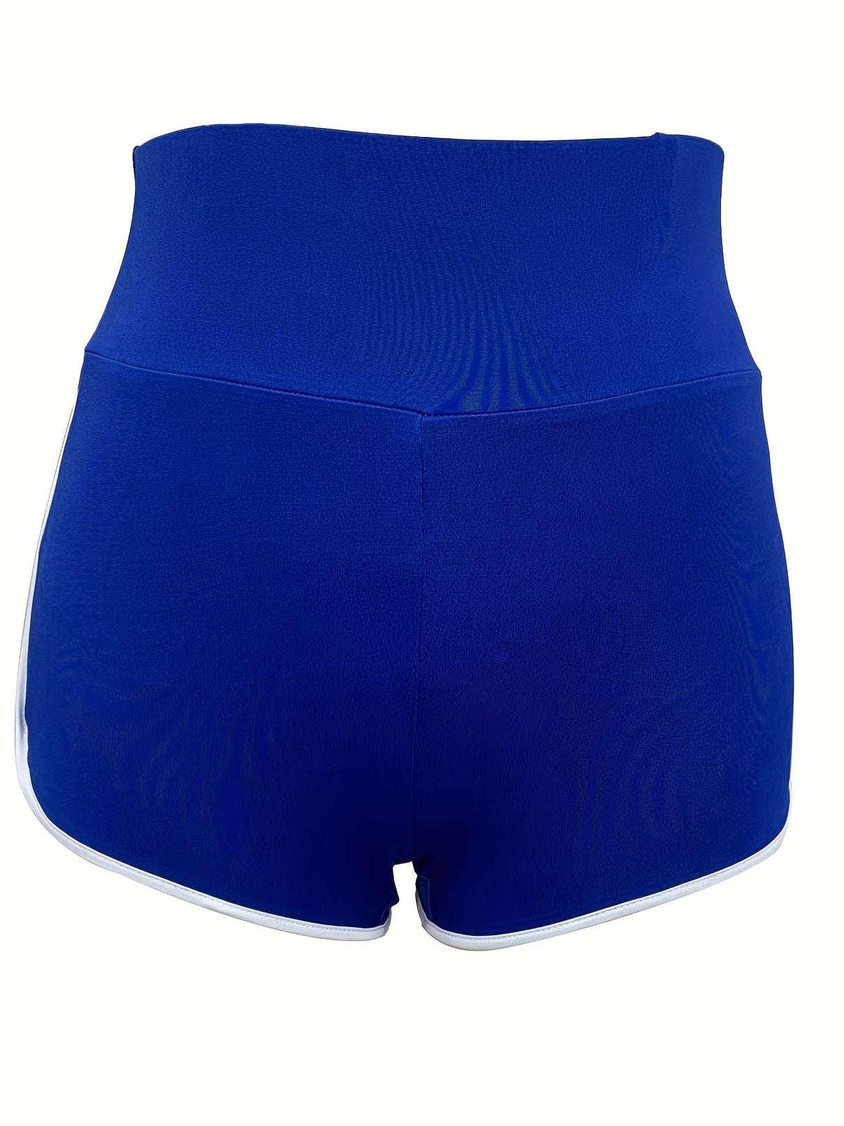 Ruched Contrast Trim Sport Shorts for Women, Casual Athletic Binding Shorts