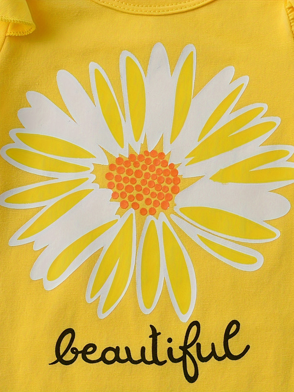 KuKitty Baby Girl Clothes Summer Ruffle Sleeve Sunflower Print Romper Floral Shorts Headband, Infant Girls 3pcs Outfits Set, for Outdoor