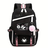 Lightweight Cartoon Animation [Authorized]Sanrio Kuromi Cute Backpack, Fashionable College Style Travel School Bag For Boys And Girls, Back To School Season