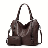 Luxurious Soft Leather Retro Tote Handbag - Spacious Multi-Pocket Design, Adjustable Shoulder Strap, and Stylish Crossbody Option - Perfect Mother's Day Gift or Everyday Essential for Ladies
