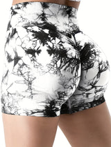 6pcs Vibrant Tie-Dye High-Waist Yoga Shorts for Women - Scrunch Butt Lifting, Seamless Booty Biker Shorts with Side Pockets, Stretchy & Breathable Nylon Blend, Perfect for Gym & Fitness Enthusiasts, Workout Accessories