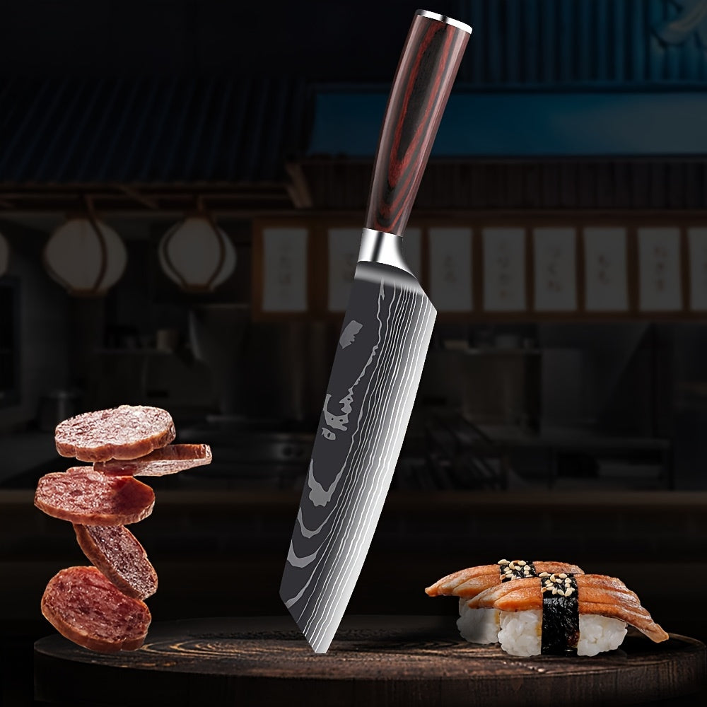 3-10pcs Stainless Steel Deluxe Kitchen Knife Set - Ergonomic Wooden Handle, Sharp Blade, Multi-Purpose, Portable for Home, Outdoor Camping, Dormitory, and More - Perfect for Chefs, Cooking Enthusiasts, and Foodies