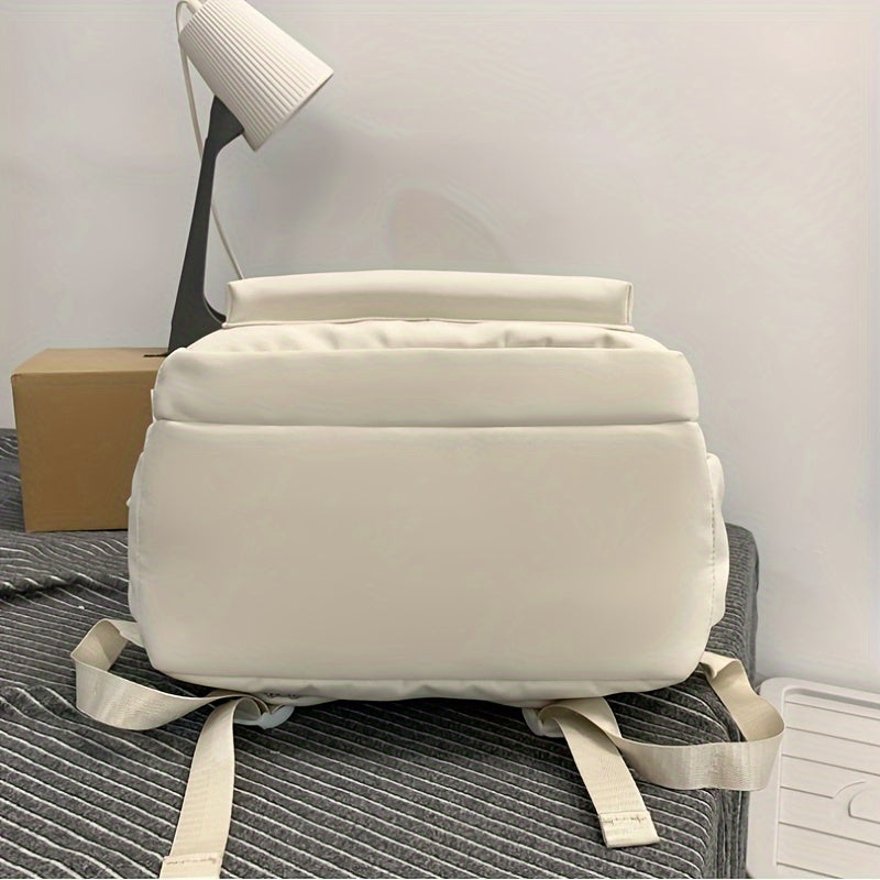 New Fashionable Large-capacity Backpack, Unisex Casual Trend Backpack, Simple Solid Color Versatile School Bag