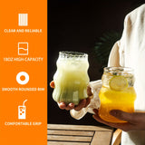 8PCS, Ribbed Drinking Glass Cups with Straws Set, 18 oz Creative Glass Cups Vintage Drinking Glasses Ribbed Glassware Aesthetic Cups Entertainment Dinnerware Glassware with Straws Set for Kitchen Coffee Juice Beverage
