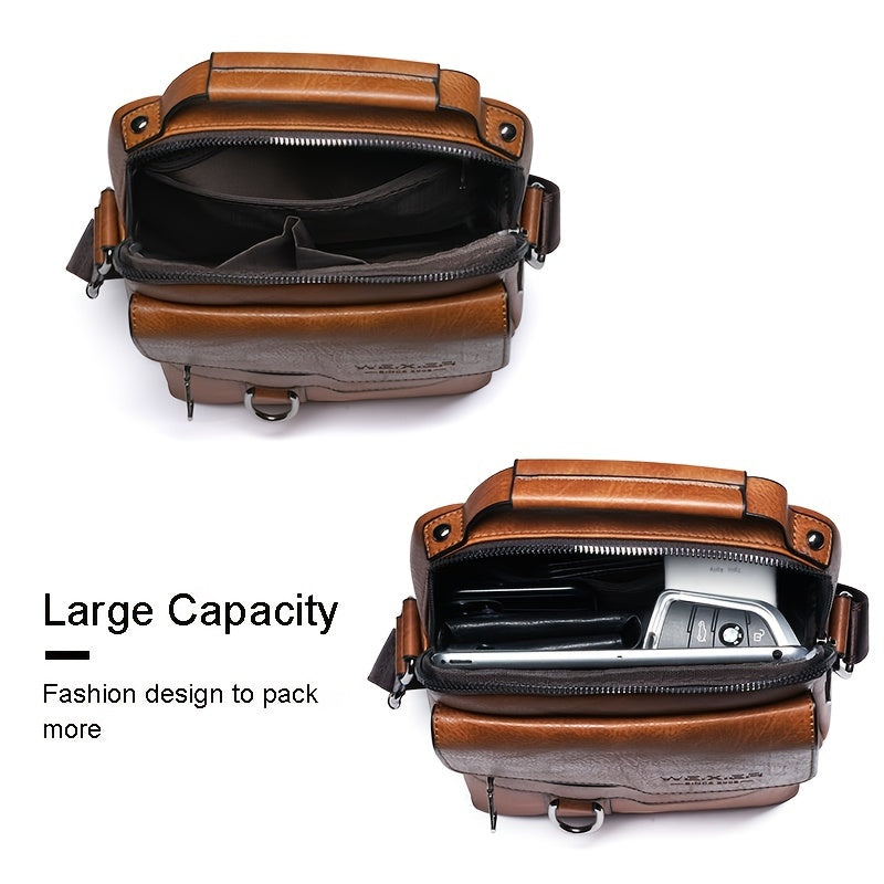 Men'S Authentic Leather Messenger Bag Vintage Style Business Handbag