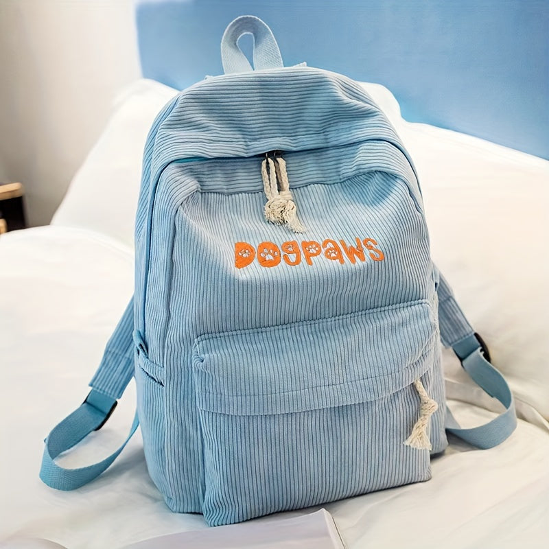 Personalized Embroidered Name Corduroy Backpack, School Bag