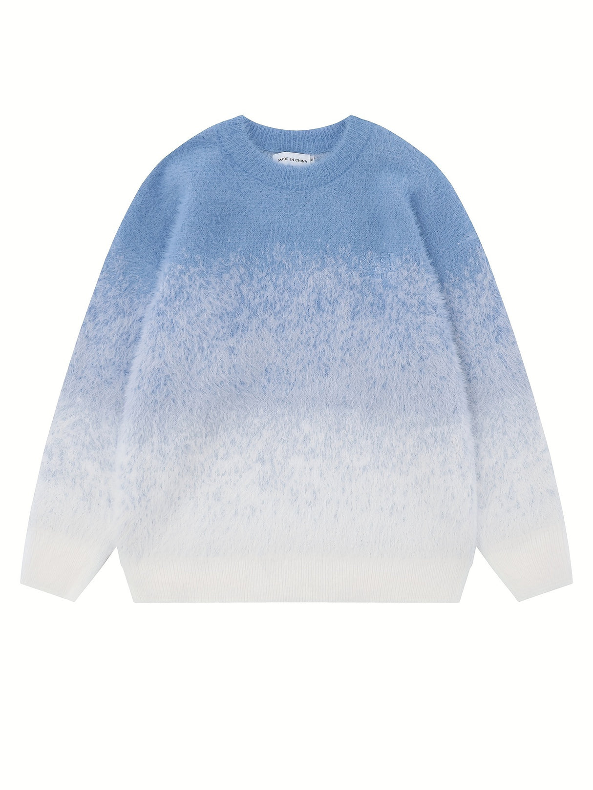 [Warm Mid Stretch Crew Sweater] All Match Knitted Ombre Sweater, Men's Casual Warm Mid Stretch Crew Neck Pullover Sweater For Men Fall Winter