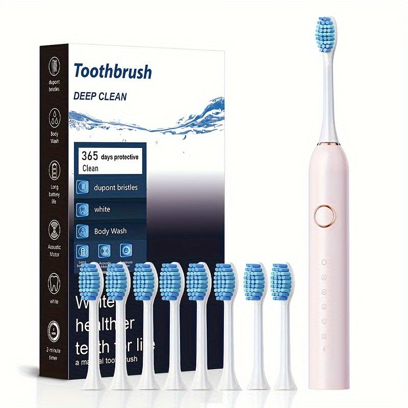 Smart Electric Toothbrush Kit for Adults - Deep Clean, Soft Bristles, USB Rechargeable with 800mAh Battery