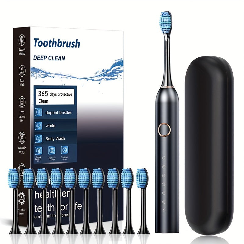 Smart Electric Toothbrush Kit for Adults - Deep Clean, Soft Bristles, USB Rechargeable with 800mAh Battery