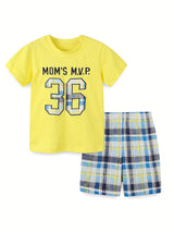 Toddler Boys Charming Cartoon Embroidered Short Set - Soft Cotton 2-Piece Outfit for Summer Spring - Adorable Casual Wear