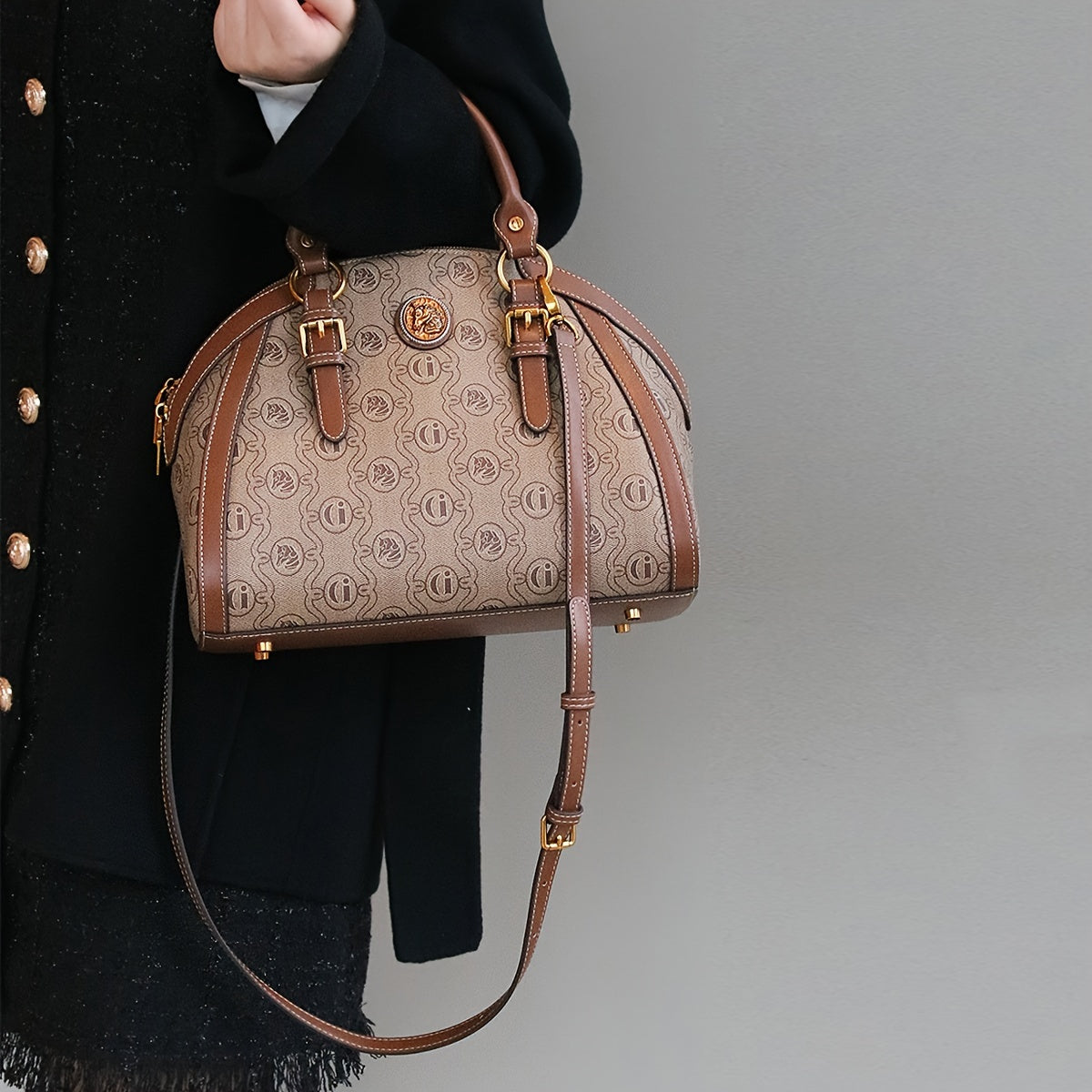 2024 Vintage Pattern Shell Satchel Bag, Elegant Top Handle Satchel Bag For Women, Gift For Mom