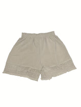 Summer Casual Shorts for Women, Lace Trim Slant Pocket Paper Bag Waist Shorts