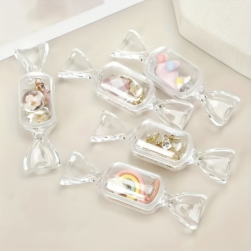 3pcs/set Candy Shape Mini Clear Jewelry Box, Plastic Transparent Storage Box, Jewelry Earrings Storage Container, Jewelry Placement Box, Storage Bins for Home Organization
