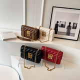 Luxury Quilted Crossbody Bag for Women - Stylish Chain Shoulder Bag with Solid Color Square Purse