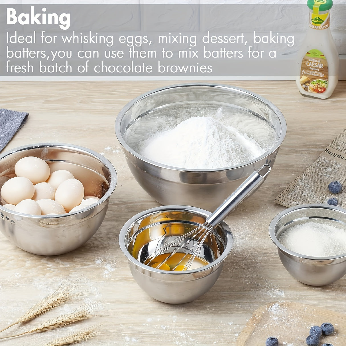 Mixing Bowls With Airtight Lids Set, 27PCS Stainless Steel Khaki Bowls With Grater Attachments, Non-Slip Bottoms & Kitchen Gadgets Set, Size 0.7, 4.5, 3.6, 2.7, 2.1, 1.7, 1.1QT, Great For Mixing & Serving