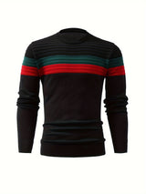 Cool Knitted Sweater For Men, Men's Casual Retro Striped Pullover Knit Sweater Streetwear For Winter Fall, As Gifts