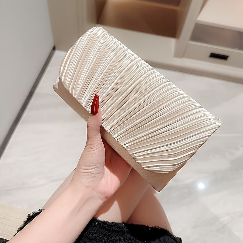 Striped Polyester Evening Clutch Bag with Removable Strap - Elegant Party Accessory for Women with Buckle Closure and Nylon Lining - Versatile Fashion Handbag for Formal Wear