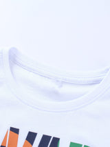 2pcs Boys Stylish Letter Graphic Print Short Sleeve T-shirt & Solid Shorts Set, Comfy Summer Boys Clothes