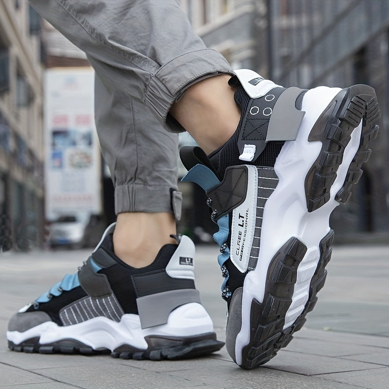 Men's Running Shoes Lace-up Chunky Sneakers - Athletic Shoes - Shock Absorbing And Breathable