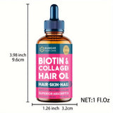 30ml Intensive Nourishment Biotin Collagen Hair & Skin Revitalizer Oil - Hydrates, Repairs, and Strengthens Hair, Skin, and Nails with 30000 Mcg Complex, Hydrolyzed Collagen, and Biotin - Gentle, Non-Greasy, and Alcohol-Free