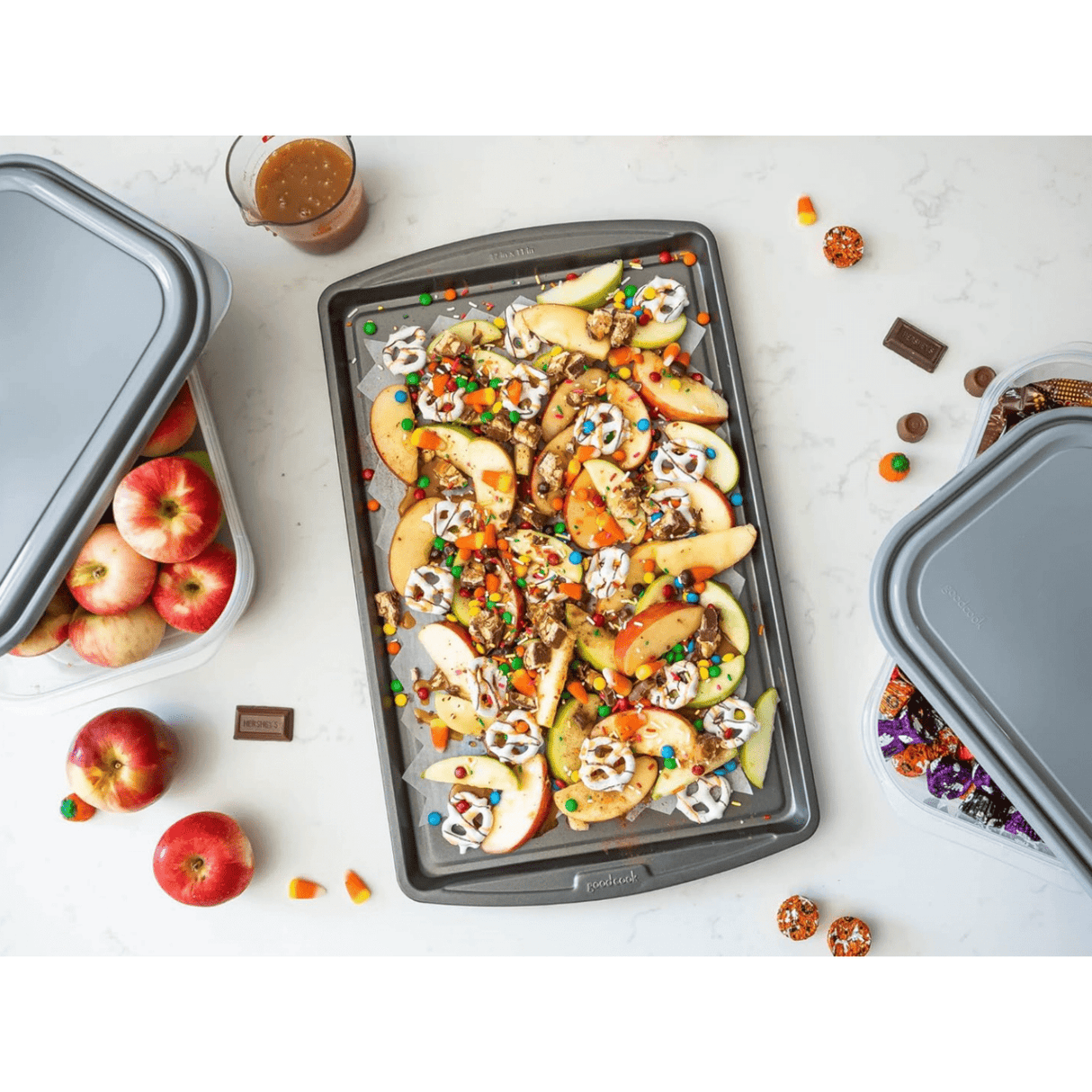 2 Pack Everday Nonstick Carbon Steel 17 x 11 Baking Sheet Set, Large Sized Carbon Steel Cooking Pans, Bakeware Set, Cookie Sheets for Baking, Oven Pan Set, Best for halloween christmas Party Gift-The Classic Collection (2x La
