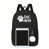 Cute Bear Paw Print Backpack, Backpack with Side Pocket, Can Put Bottle Umbrella, Casual School Bag, Suitable for Youth Men And Women Commuting, Library And Outdoor Activities, Comes with Cute Small Ball Pendant