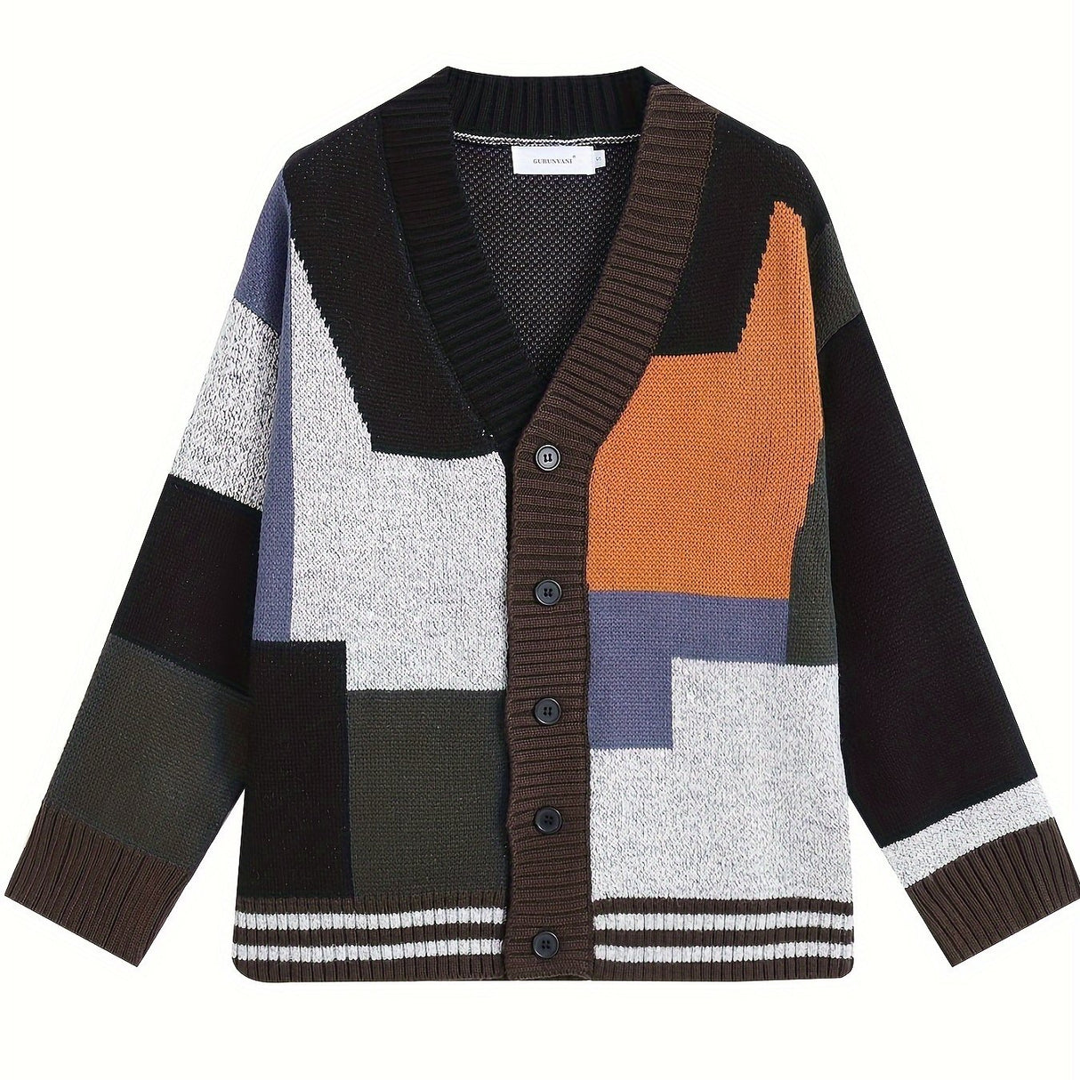 Spring & Autumn Color Spliced Knit Cardigan Sweater for Men & Women - V-Neck Casual Sweater