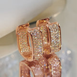 [Luxury Earrings] READKISS Luxury Golden Plated CZ Hoop Earrings | Sparkling April Birthstone, Copper Base, Perfect for Daily Wear & Parties, Elegant Gift Idea