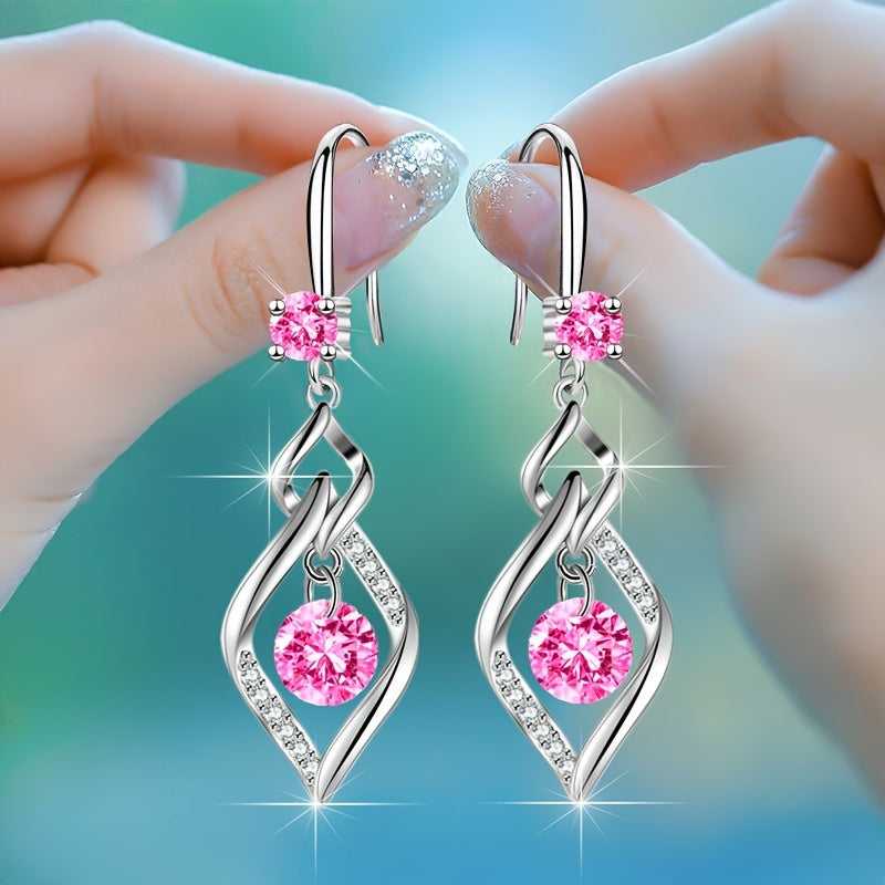 Rhombus Drop Earrings - Luxury Party Jewelry for Women with Inlaid Round Cut, Perfect for Prom, Dinner, and Decorative Occasions