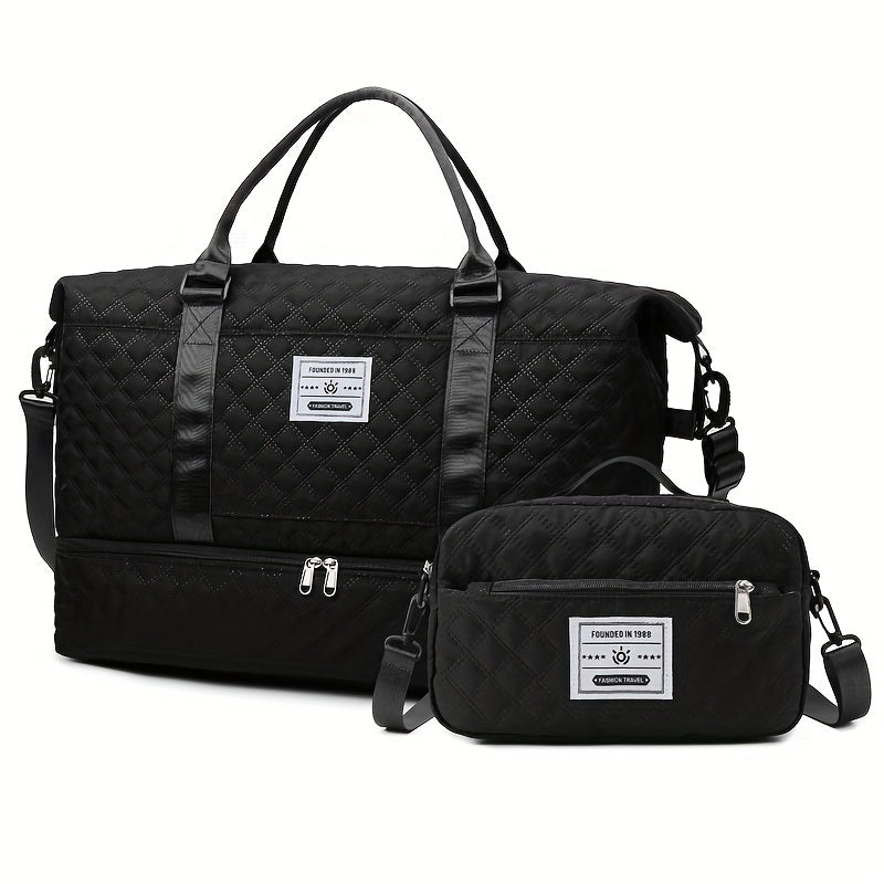 Large Capacity Travel Duffel Bag in Oxford Fabric, Portable Sports Gym Storage Bag, Weekend Overnight Bag for Women