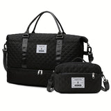 Large Capacity Travel Duffel Bag in Oxford Fabric, Portable Sports Gym Storage Bag, Weekend Overnight Bag for Women