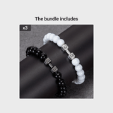 2pcs Men Dumbbell Decor Beaded Bracelets, Gift For Family And Friends, Holiday Birthday Gift For Boyfriends