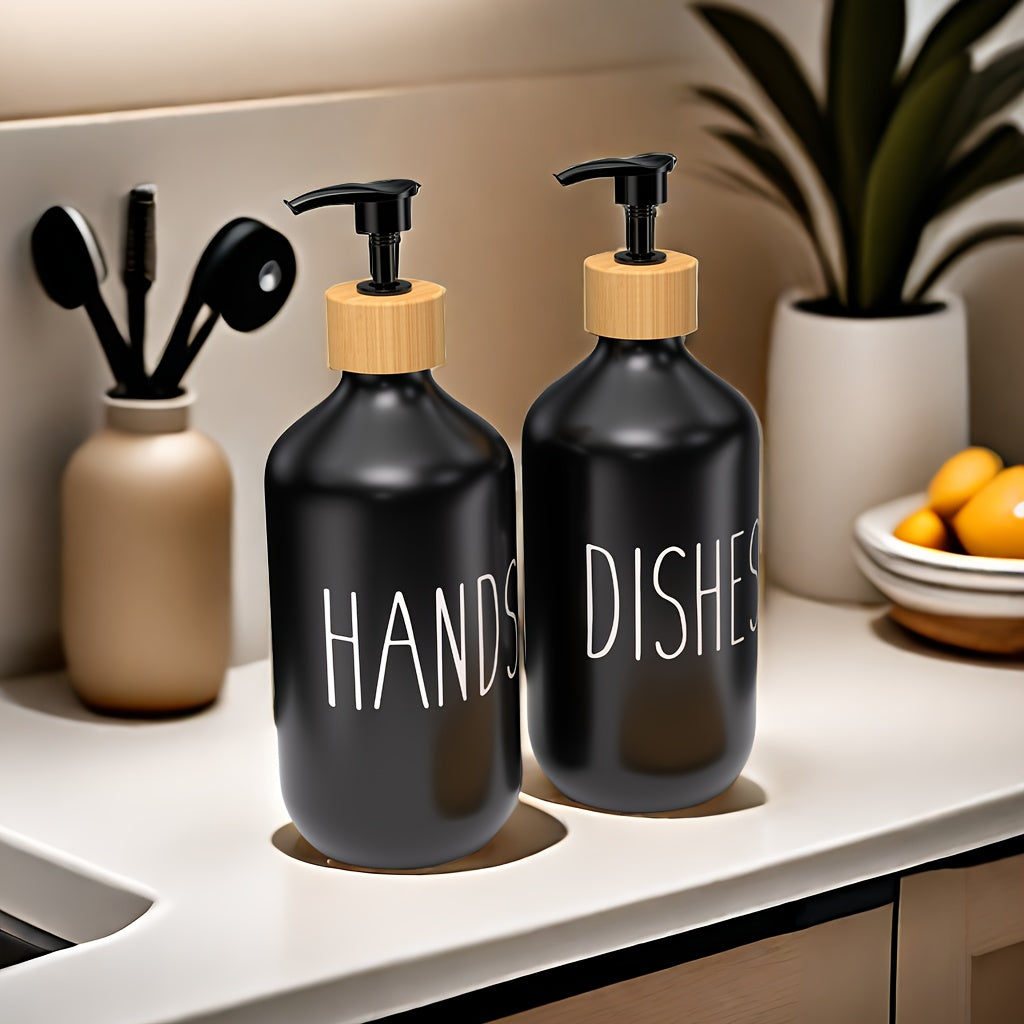 2pcs Soap Dispenser Set, Countertop Lotion Bottle, Bathroom Hand Soap Dispenser, Refillable Empty Bottle For Hand And Dish Soap, Bathroom Accessories, Home Decor