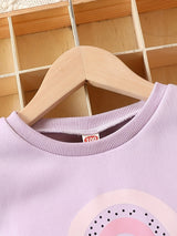Girls 2pcs "Be Kind" And Rainbow Print Top & Jogger Pants Set, Thick Outfits Kids Clothes For Sports Spring Fall Winter