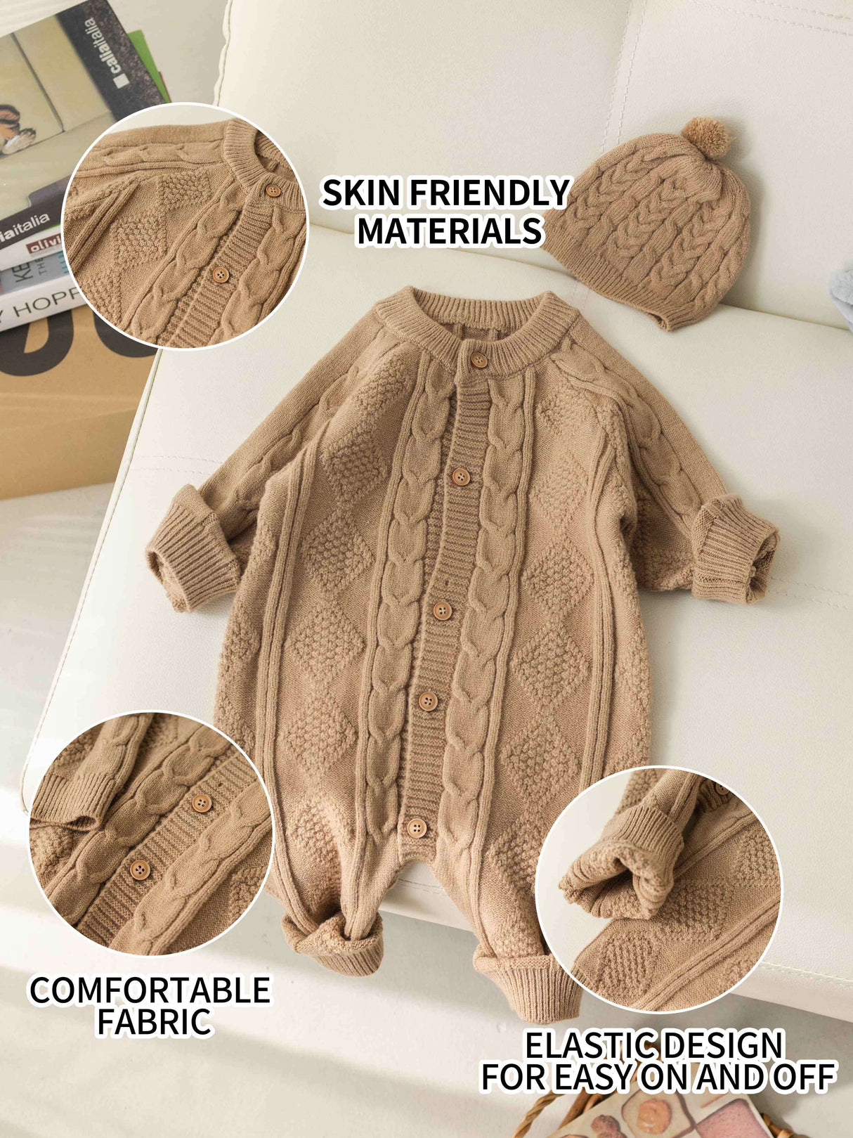 Newborn Baby Girl Boy Outfits Clothes, Warm Knit Sweater Cardigan For Winter, Fall, Spring