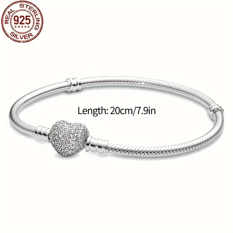 925 Silver Everlasting Heart Bracelet Fit Charm Bead DIY Bracelets Women Jewelry For women Gift Silver Gram Weighs 0.35 oz