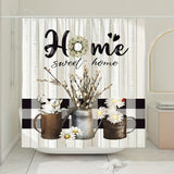 1/4pcs Deluxe White Daisy Pattern Shower Curtain Set - Bathroom Essentials with Non-Slip Mat, U-Shaped Toilet Mat, and 12 Hooks - Complete Bathroom Decor Solution